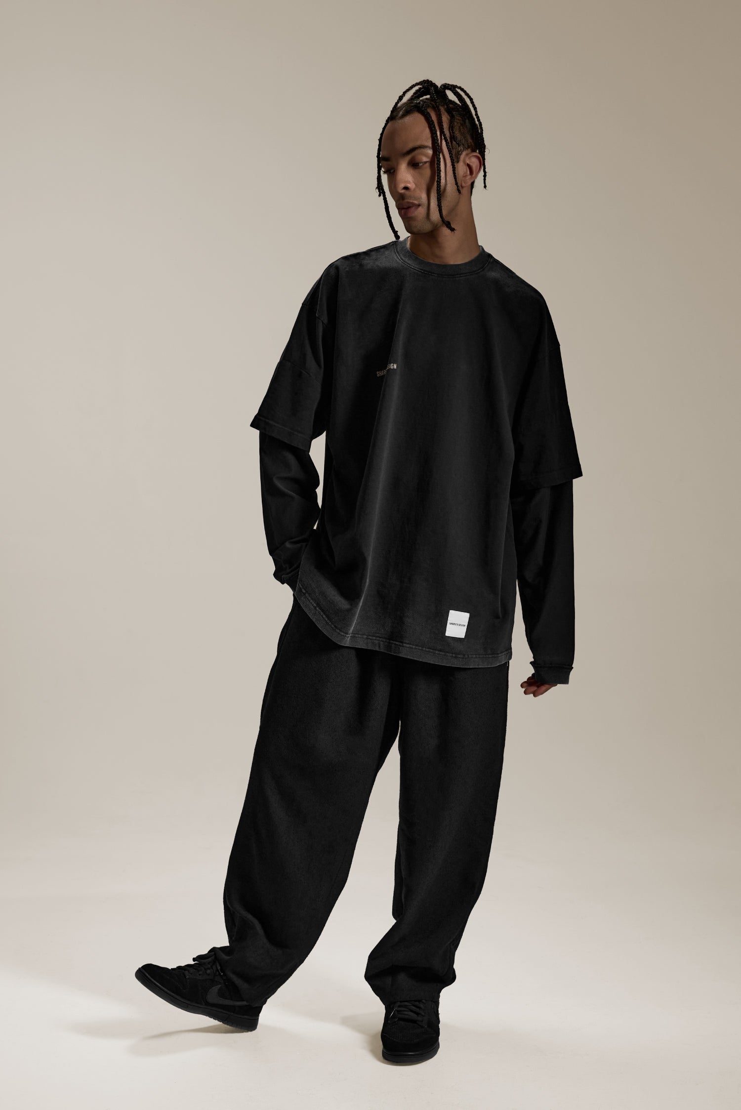 REVERSIBLE WASHED LONG SLEEVE TEE